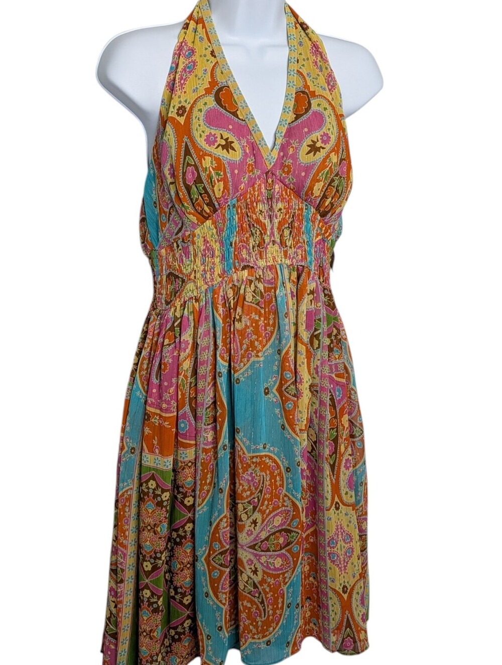 Mixit Womens Size 12 Large Halter Dress Festival Coachella Y2k Vacation Tinsel